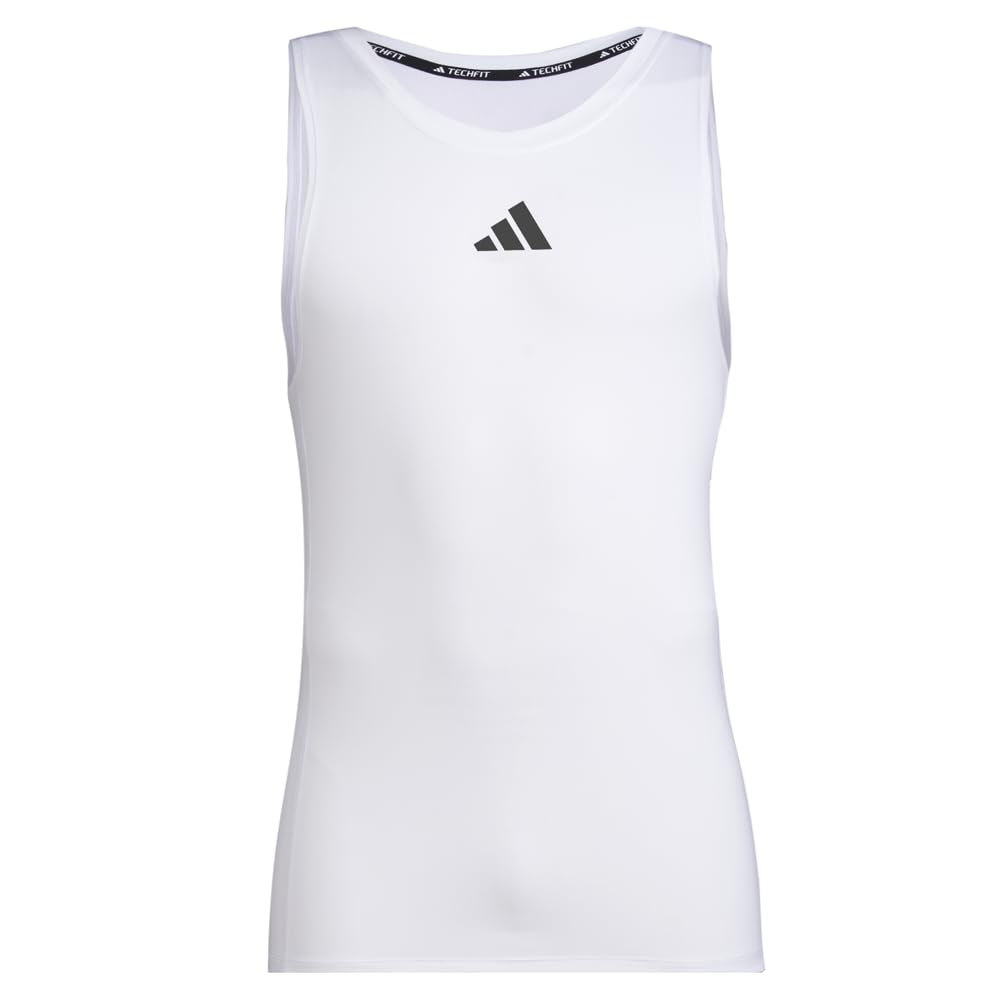 adidas Techfit Mens Sleeveless Training Tank L White