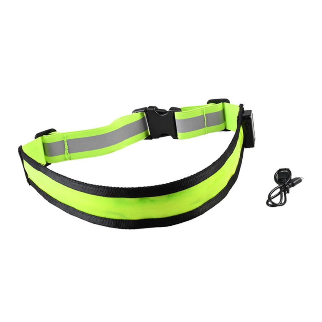 Green Rechargeable LED Reflective Running Belt for Mountain Climbing