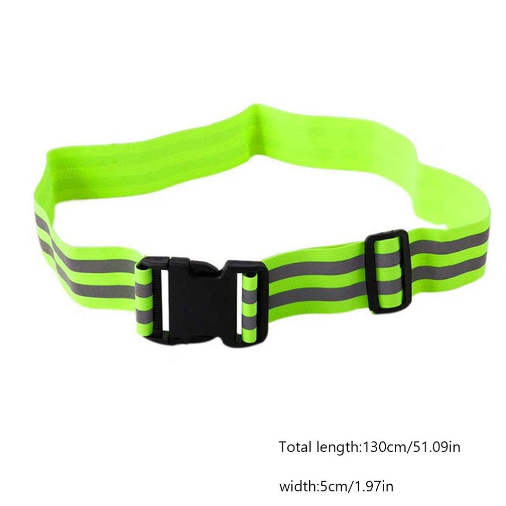 2pcs Adjustable Reflective Belt for Night Running and Climbing Green