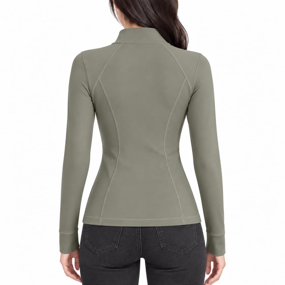 Women's Zip Up Athletic Jacket, Long Sleeve Slim Fit Workout Layer