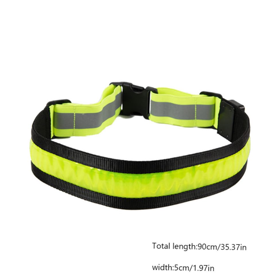 Green Rechargeable LED Reflective Running Belt for Mountain Climbing