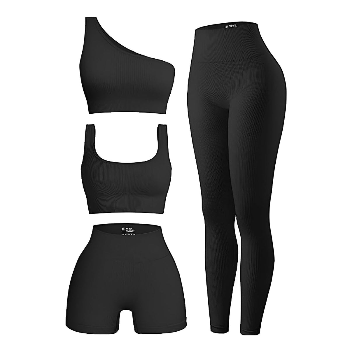 OIERD 4 PCS Ribbed Workout Sets For Women Gym Sets Woman Pilates Outfits