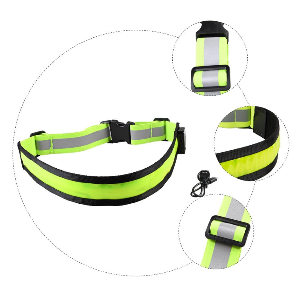 Green Rechargeable LED Reflective Running Belt for Mountain Climbing