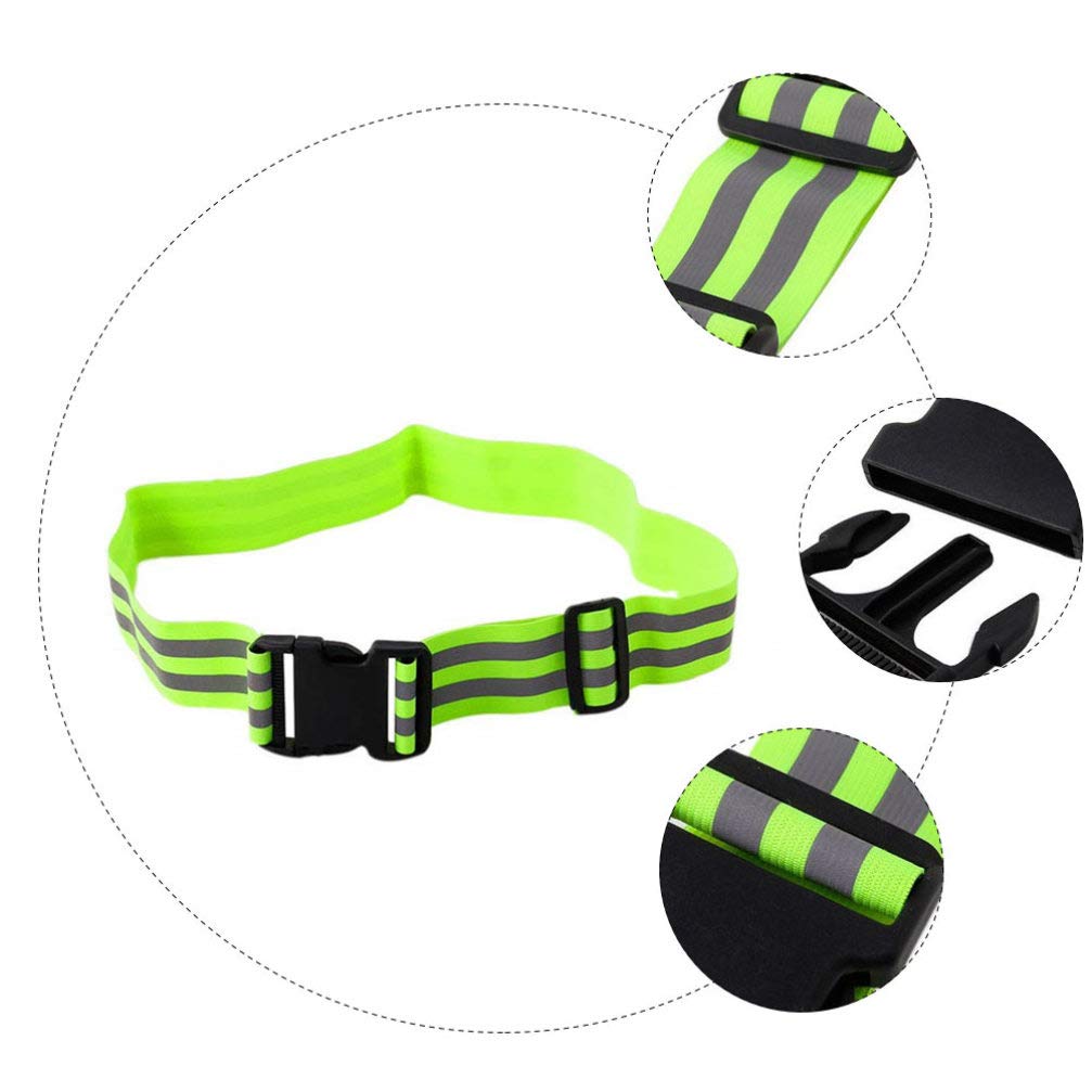 2pcs Adjustable Reflective Belt for Night Running and Climbing Green