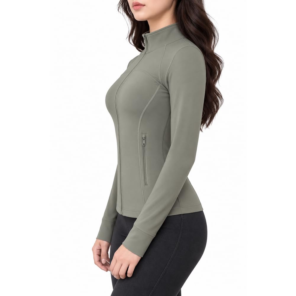 Women's Zip Up Athletic Jacket, Long Sleeve Slim Fit Workout Layer