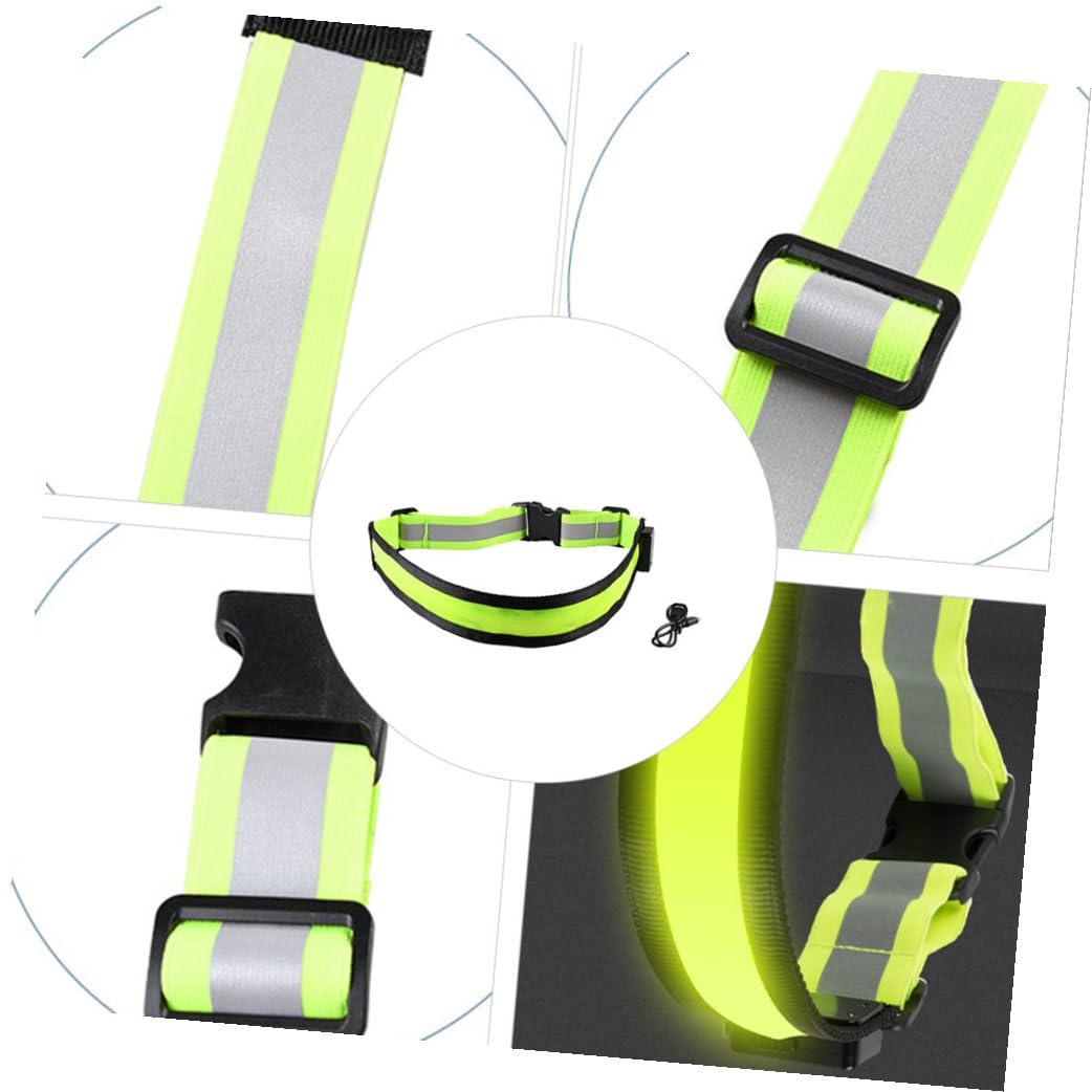 Green Rechargeable LED Reflective Running Belt for Mountain Climbing