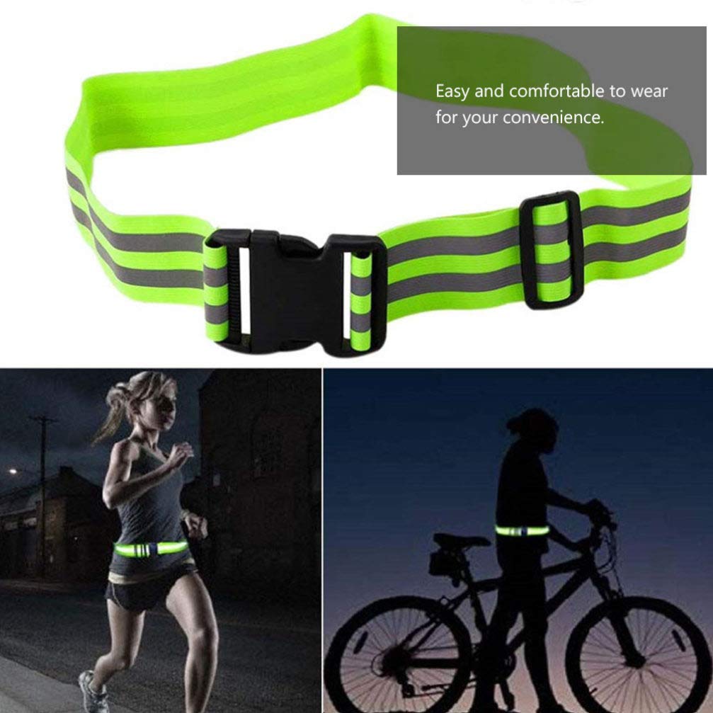 2pcs Adjustable Reflective Belt for Night Running and Climbing Green