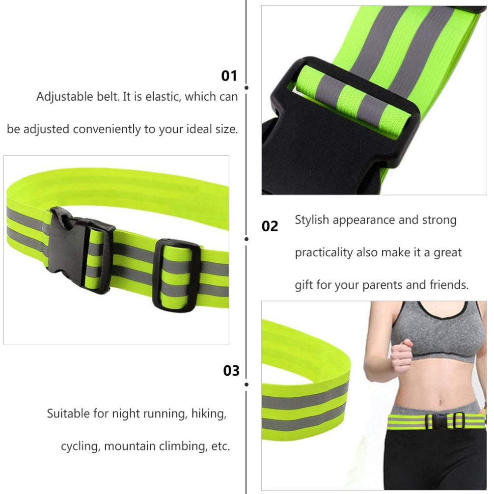 2pcs Adjustable Reflective Belt for Night Running and Climbing Green