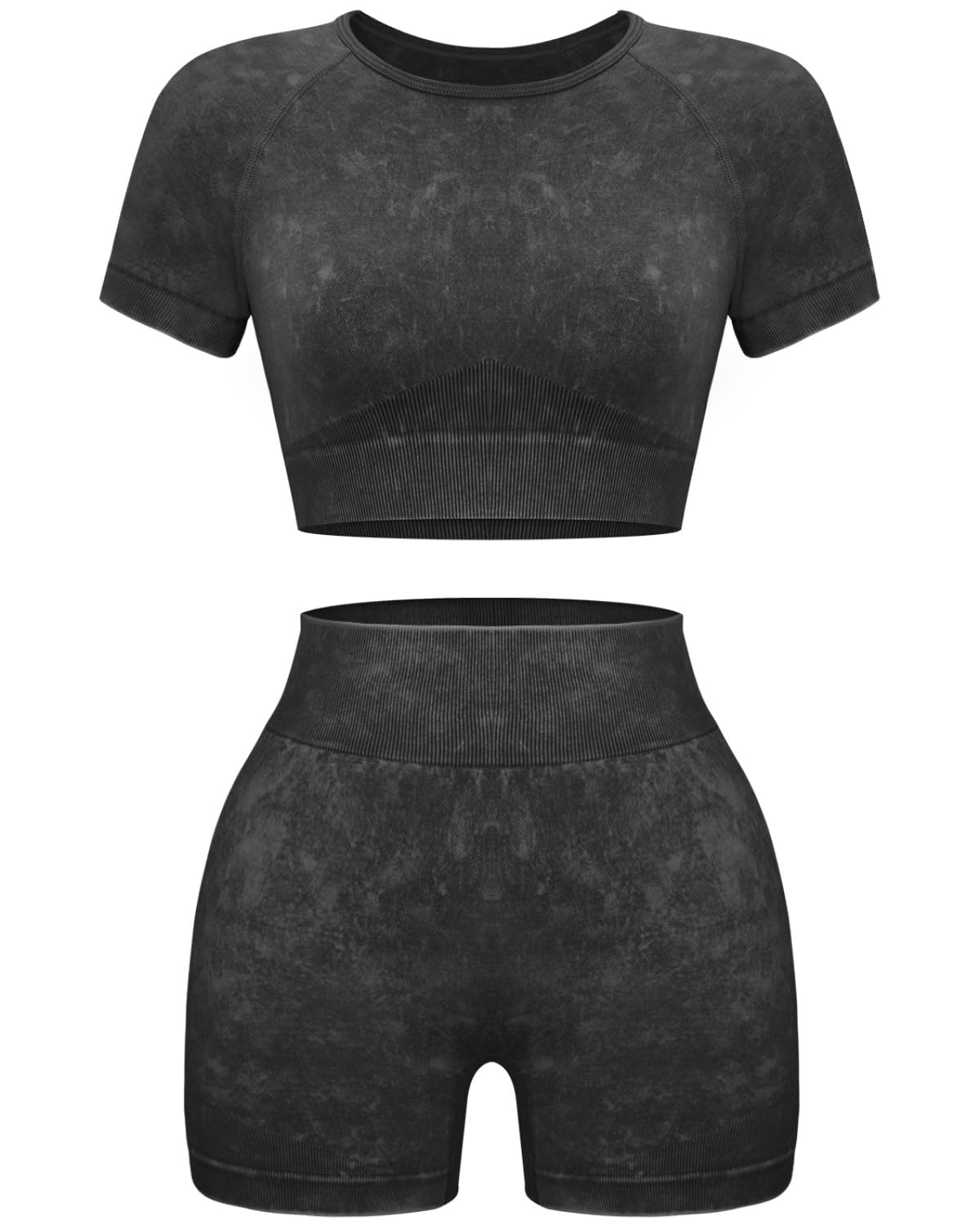 Women Workout Sets 2 Piece Seamless Gym Shorts Crop Top