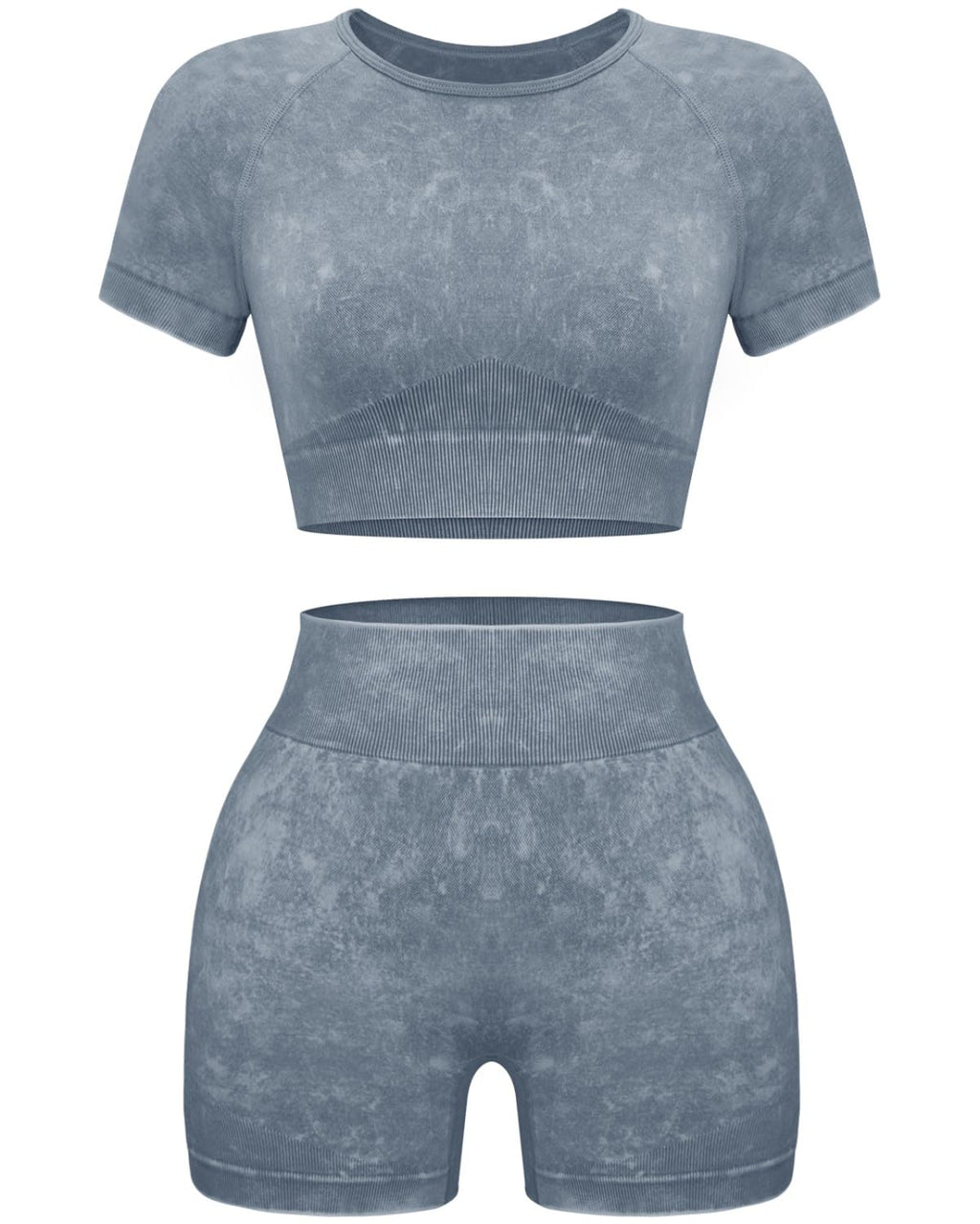 Women Workout Sets 2 Piece Seamless Gym Shorts Crop Top
