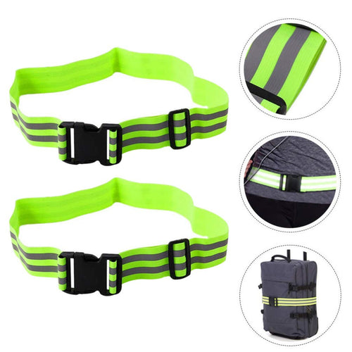 2pcs Adjustable Reflective Belt for Night Running and Climbing Green
