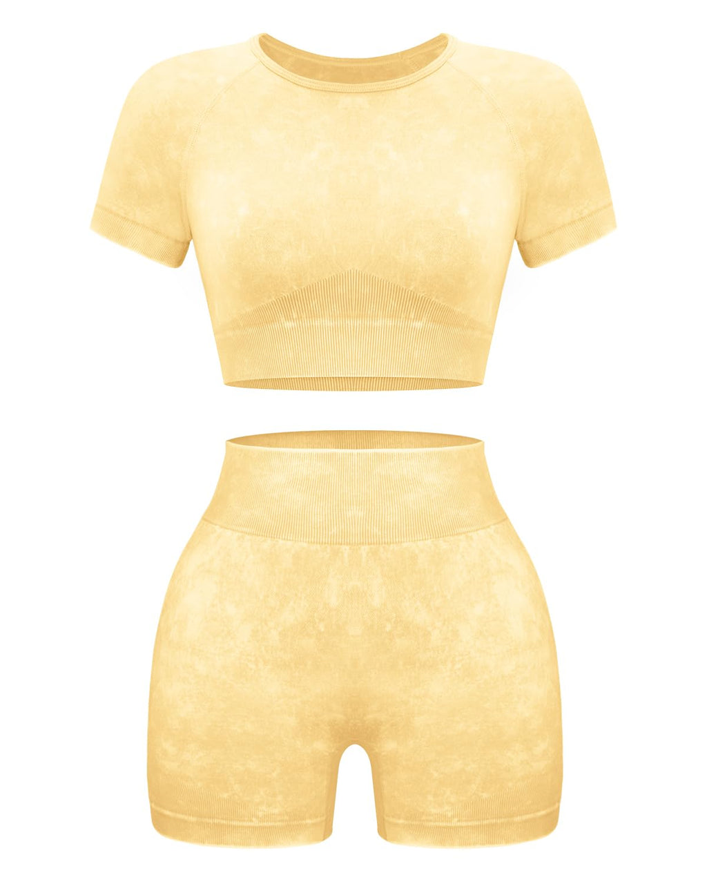 Women Workout Sets 2 Piece Seamless Gym Shorts Crop Top