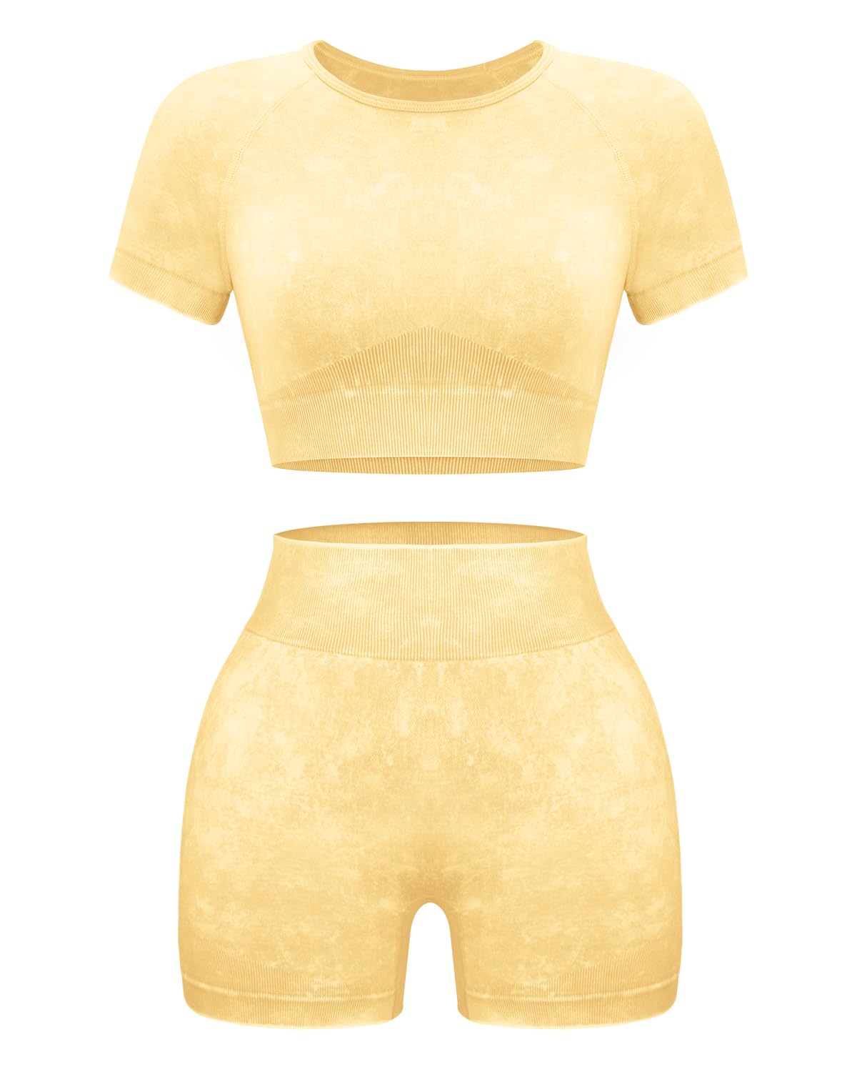 Women Workout Sets 2 Piece Seamless Gym Shorts Crop Top