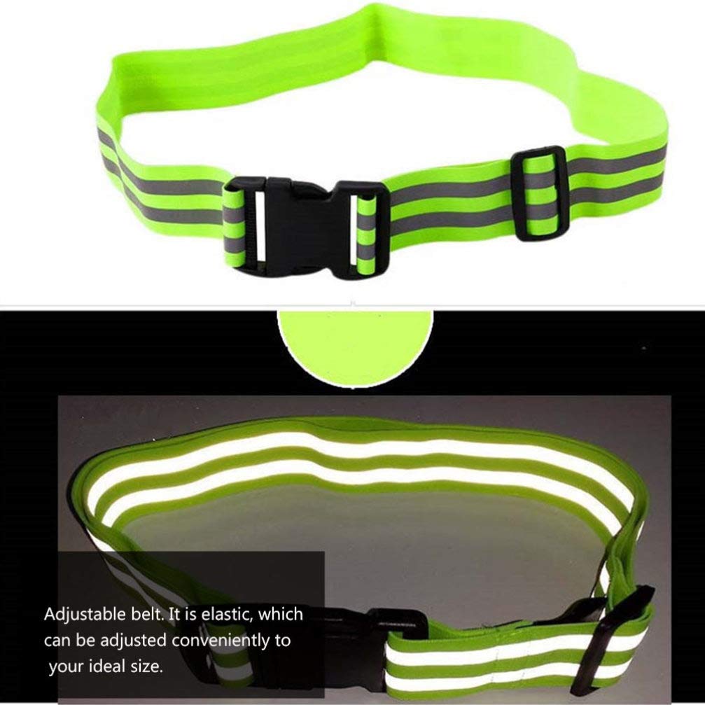 2pcs Adjustable Reflective Belt for Night Running and Climbing Green