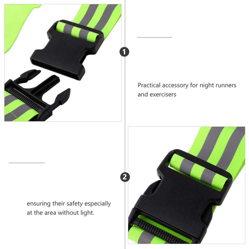 2pcs Adjustable Reflective Belt for Night Running and Climbing Green