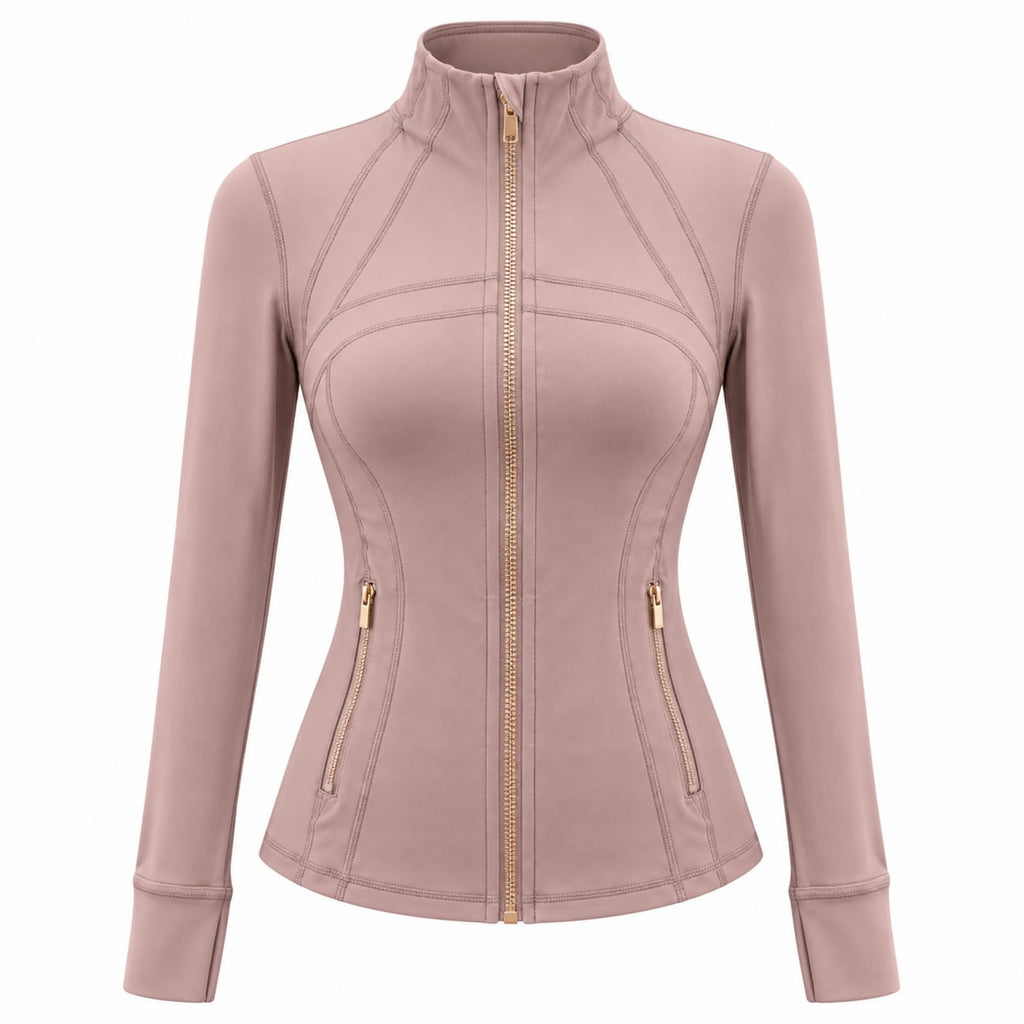 Women's Zip Up Athletic Jacket, Long Sleeve Slim Fit Workout Layer