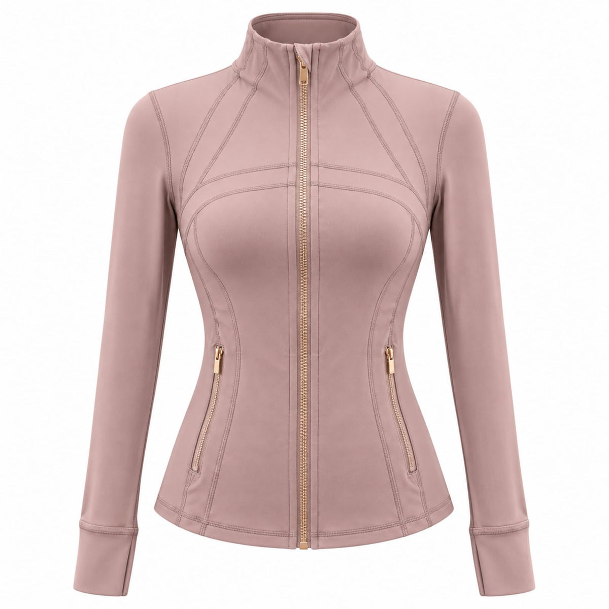 Women's Zip Up Athletic Jacket, Long Sleeve Slim Fit Workout Layer