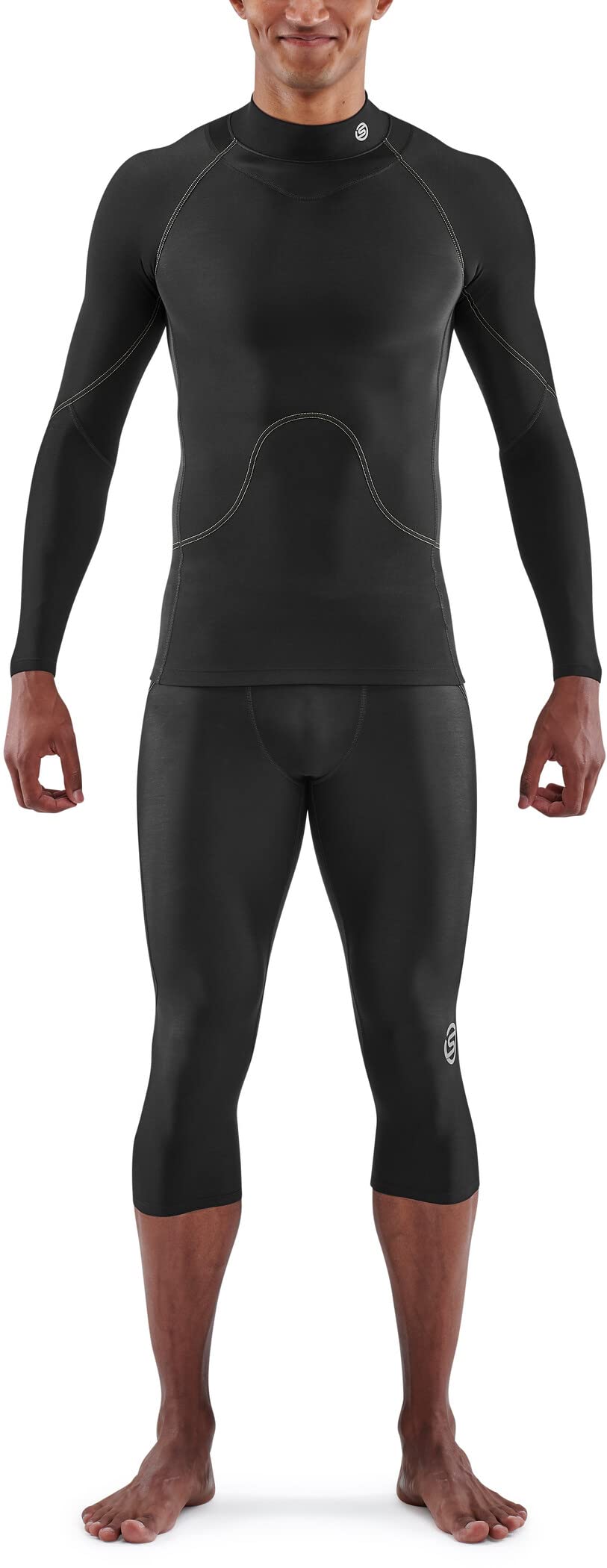 Skins Series-3 Mens Compression Top L/S Thermal L Black