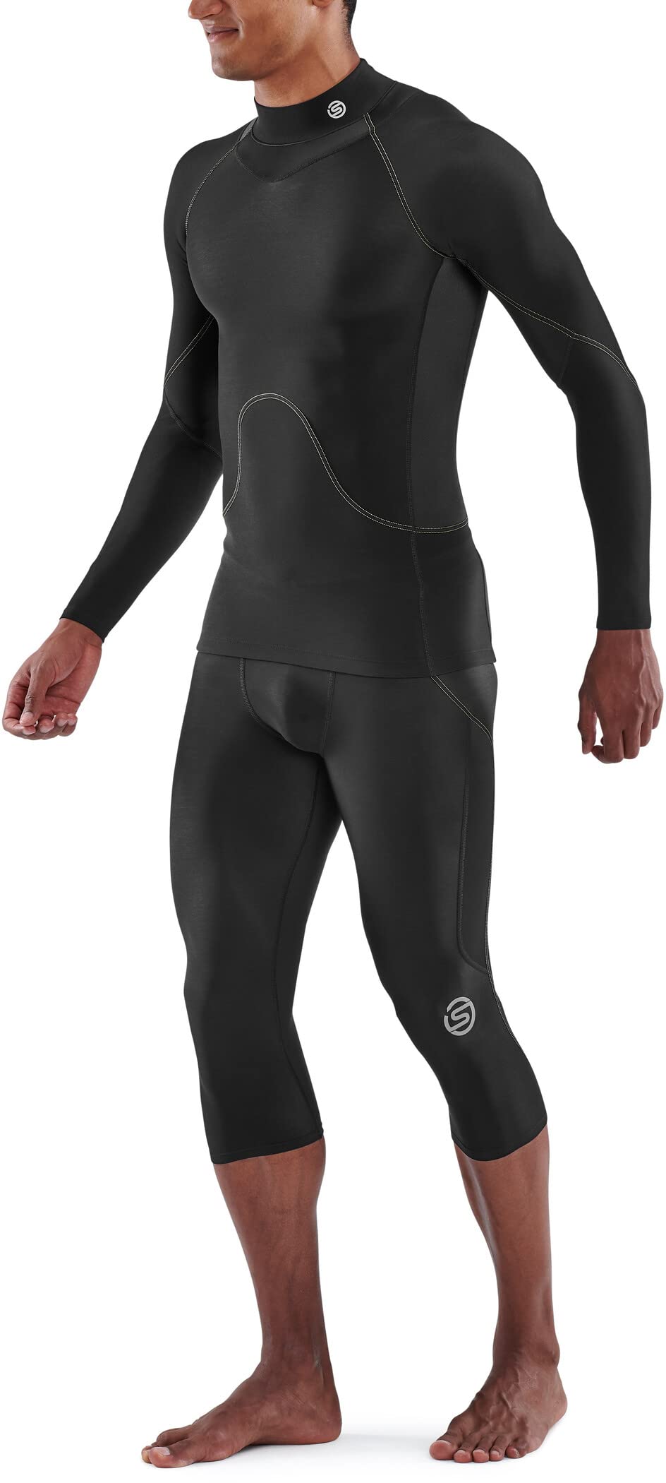 Skins Series-3 Mens Compression Top L/S Thermal L Black