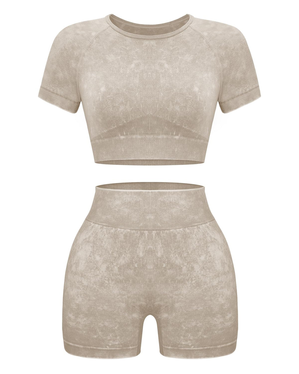 Women Workout Sets 2 Piece Seamless Gym Shorts Crop Top