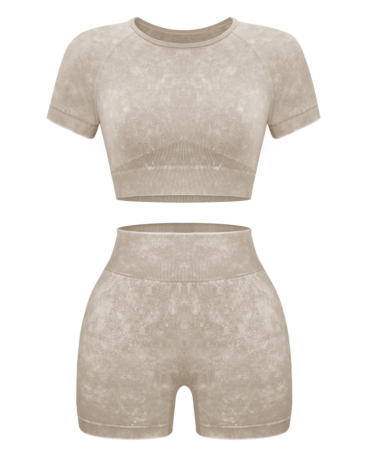Women Workout Sets 2 Piece Seamless Gym Shorts Crop Top