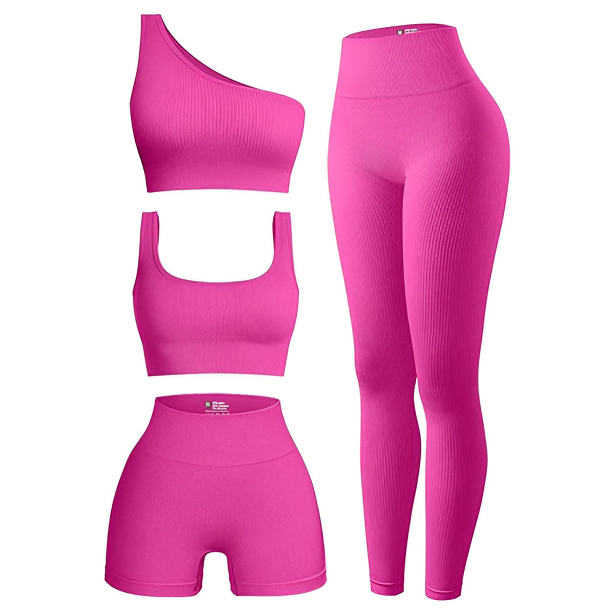 OIERD 4 PCS Ribbed Workout Sets For Women Gym Sets Woman Pilates Outfits