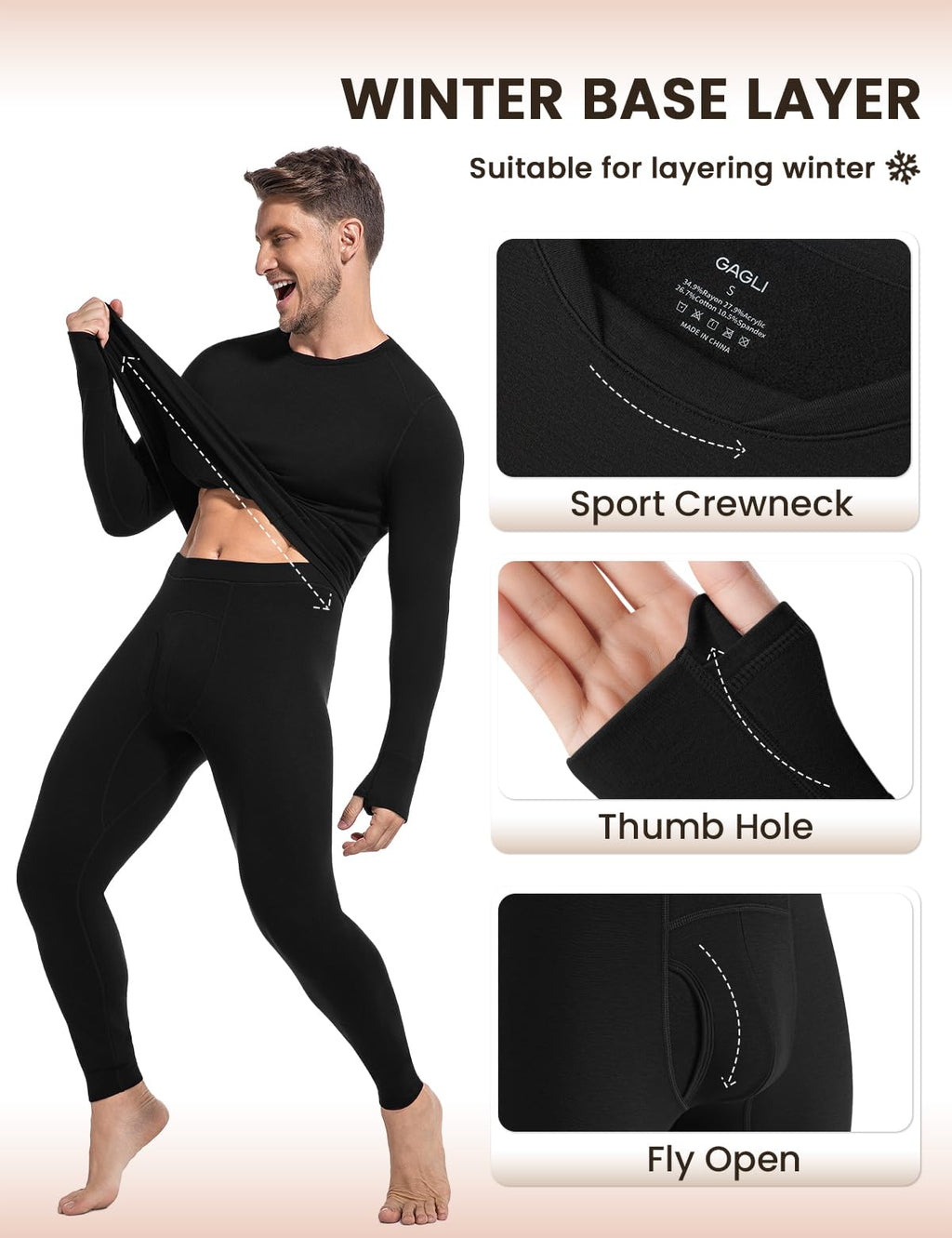 Men’s Fleece-Lined Thermal Underwear Set