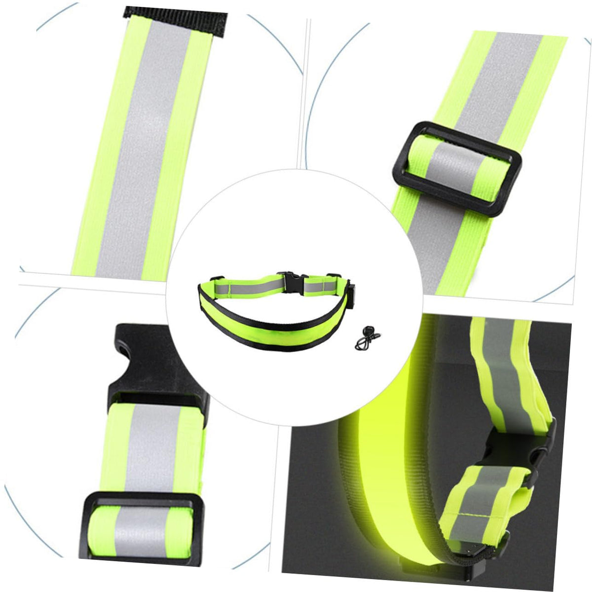 Green Rechargeable LED Reflective Running Belt for Mountain Climbing