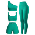 OIERD 4 PCS Ribbed Workout Sets For Women Gym Sets Woman Pilates Outfits