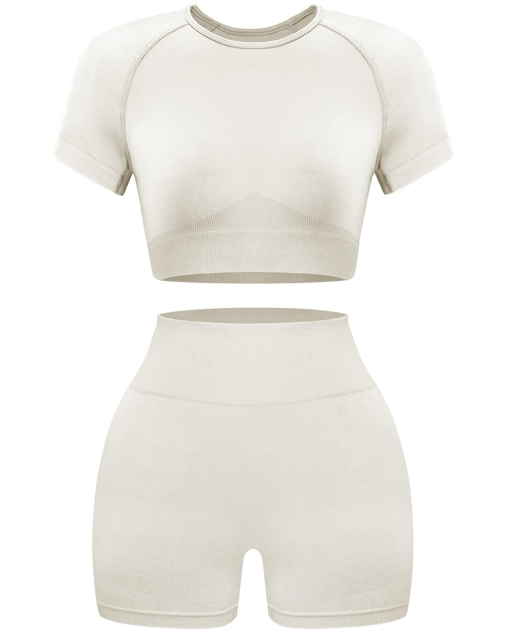 Women Workout Sets 2 Piece Seamless Gym Shorts Crop Top