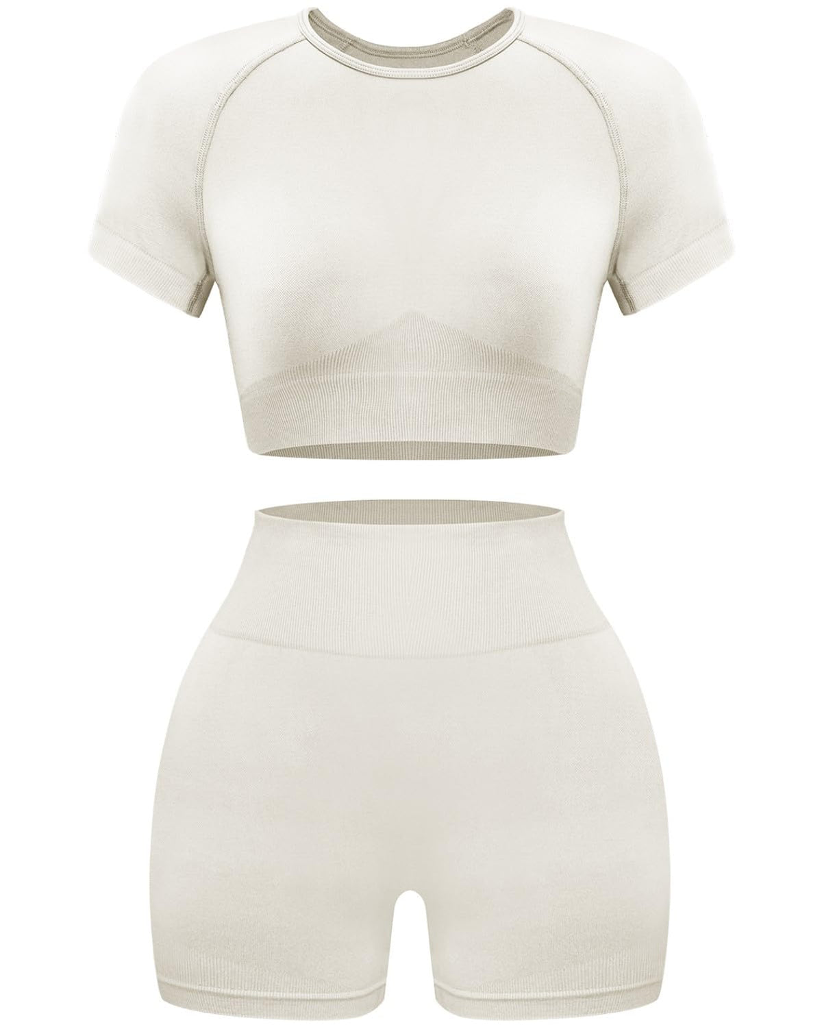 Women Workout Sets 2 Piece Seamless Gym Shorts Crop Top