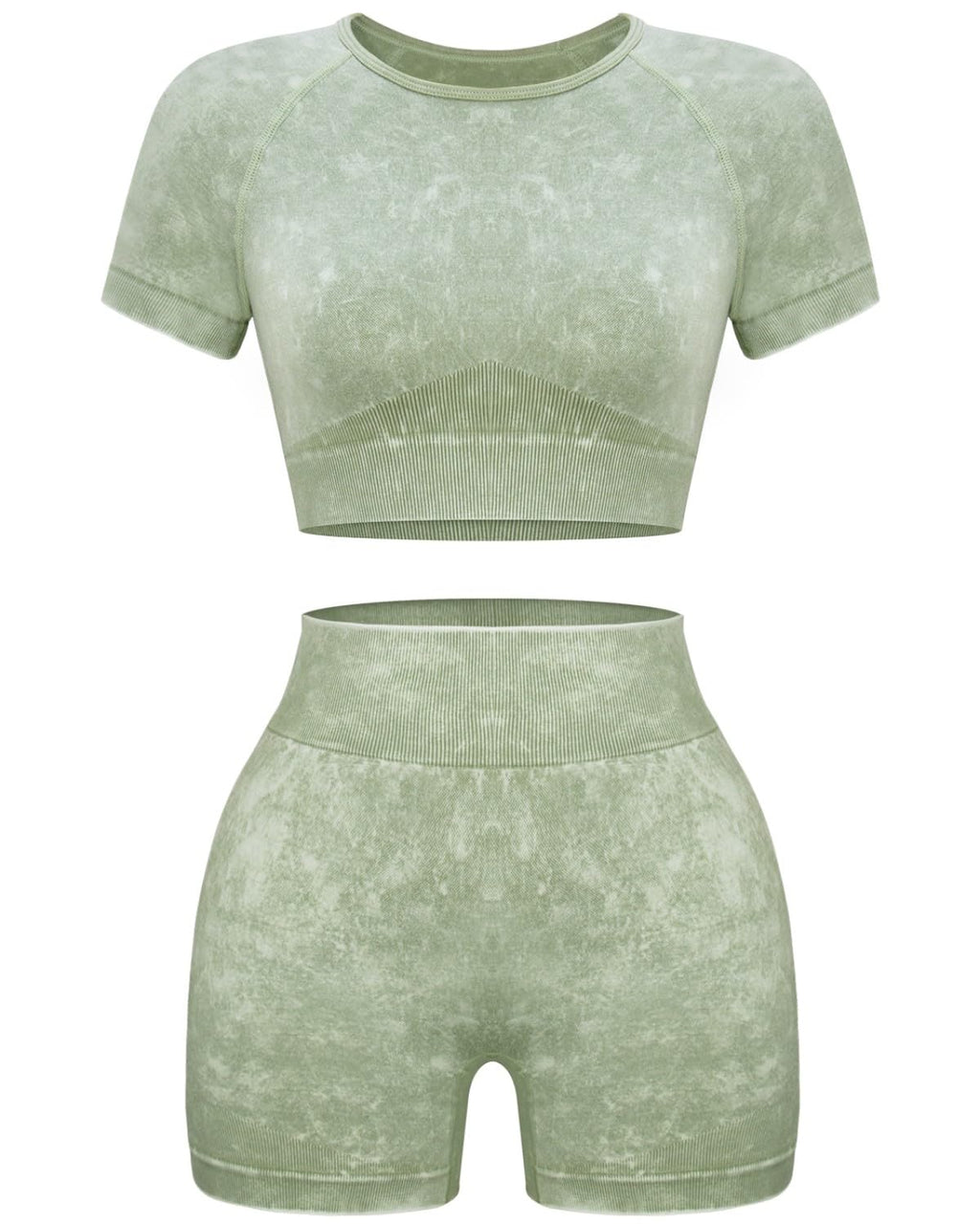 Women Workout Sets 2 Piece Seamless Gym Shorts Crop Top