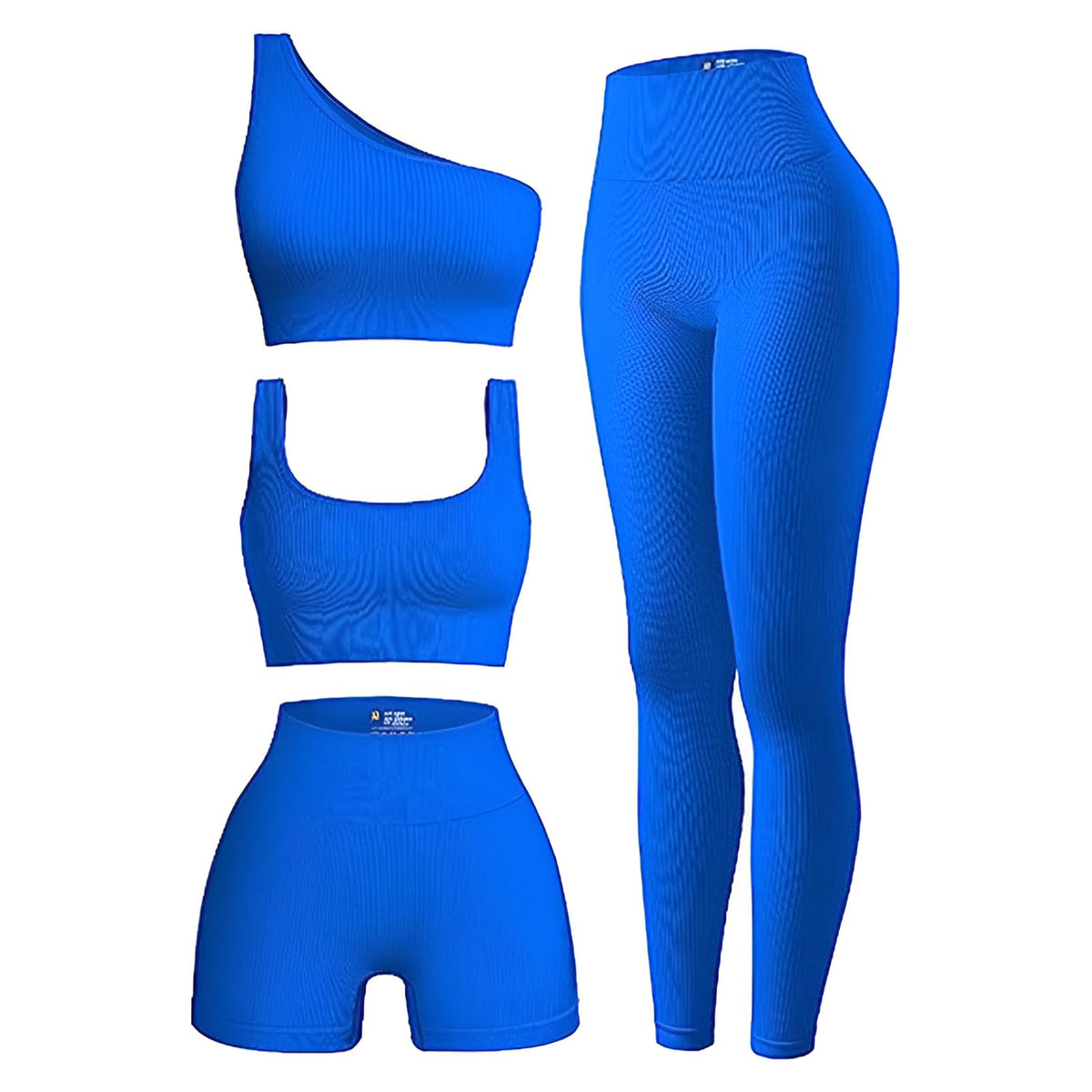 OIERD 4 PCS Ribbed Workout Sets For Women Gym Sets Woman Pilates Outfits