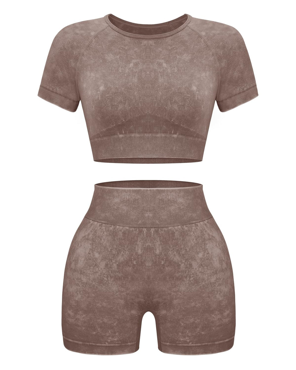 Women Workout Sets 2 Piece Seamless Gym Shorts Crop Top
