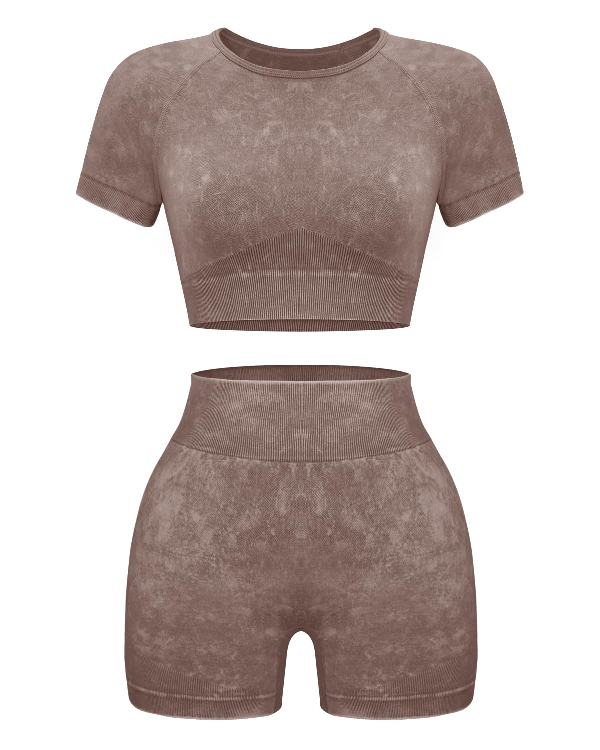 Women Workout Sets 2 Piece Seamless Gym Shorts Crop Top