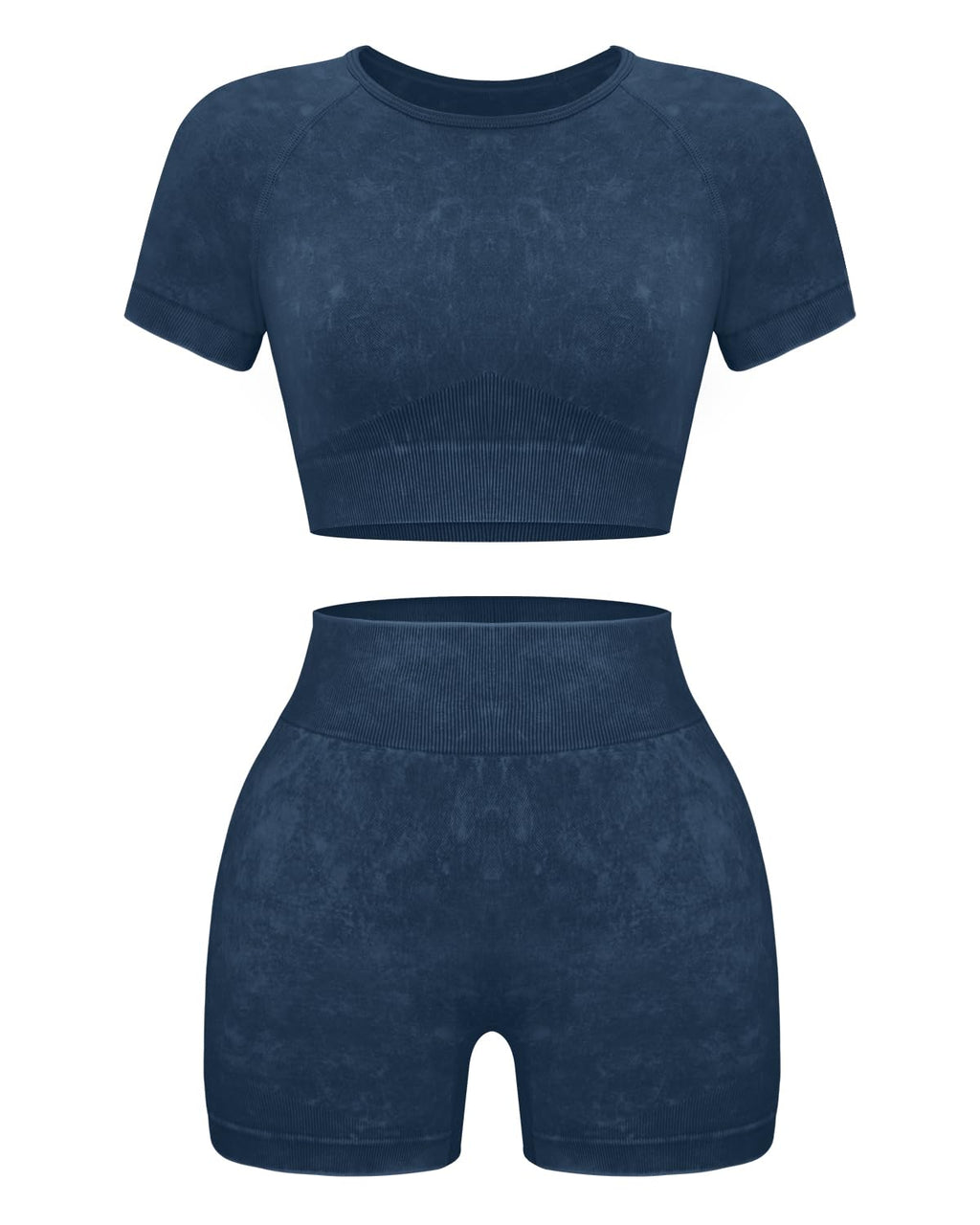Women Workout Sets 2 Piece Seamless Gym Shorts Crop Top