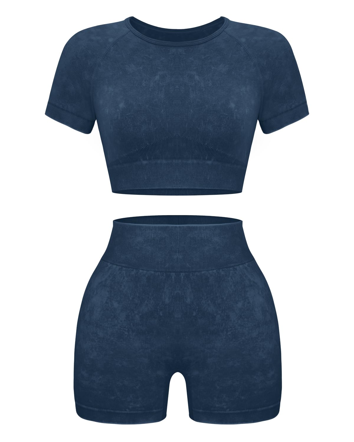 Women Workout Sets 2 Piece Seamless Gym Shorts Crop Top