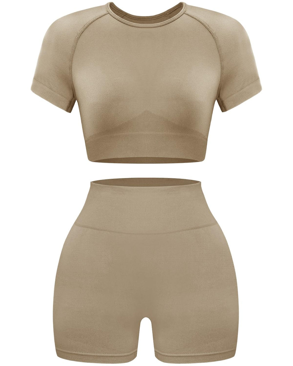 Women Workout Sets 2 Piece Seamless Gym Shorts Crop Top