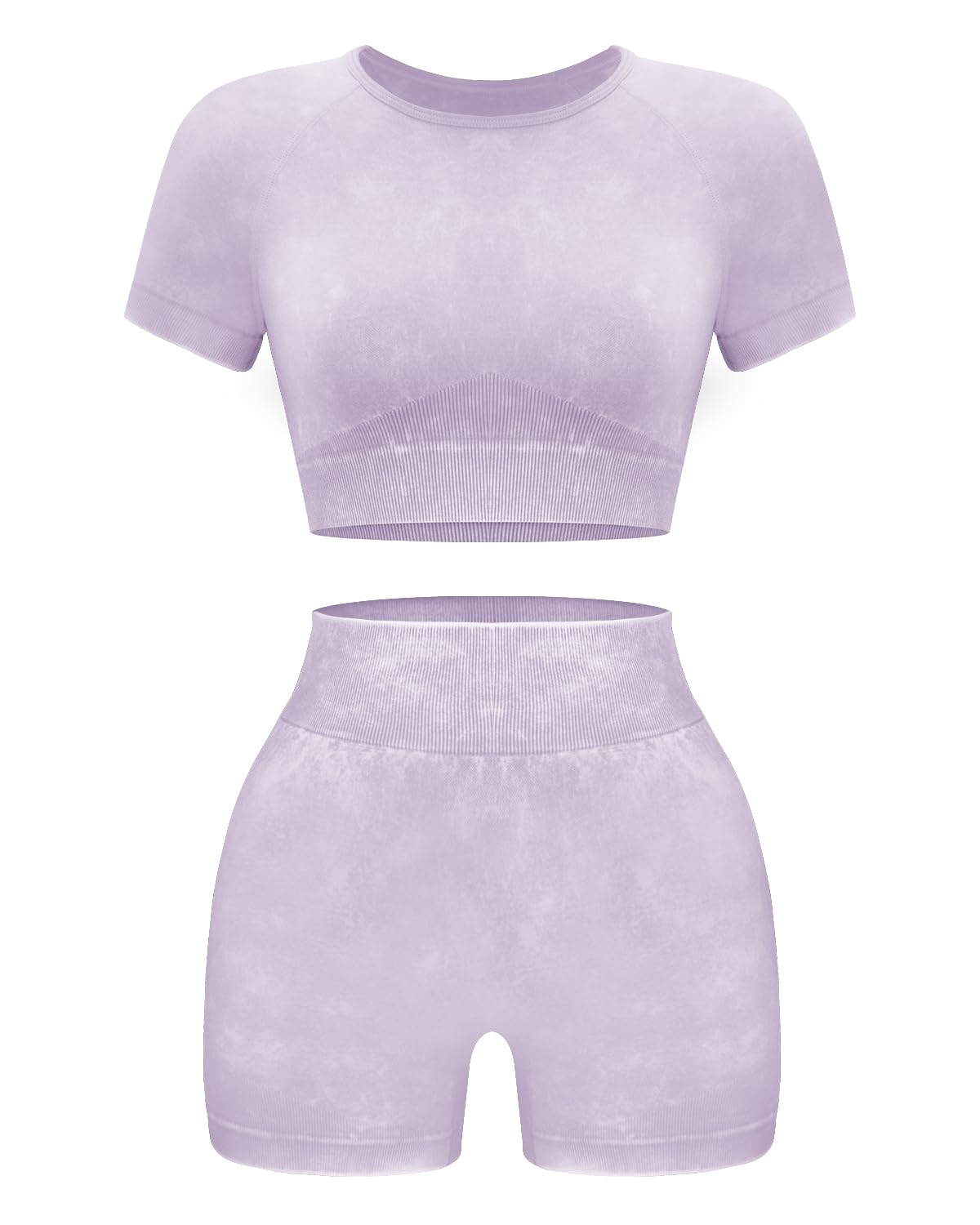 Women Workout Sets 2 Piece Seamless Gym Shorts Crop Top
