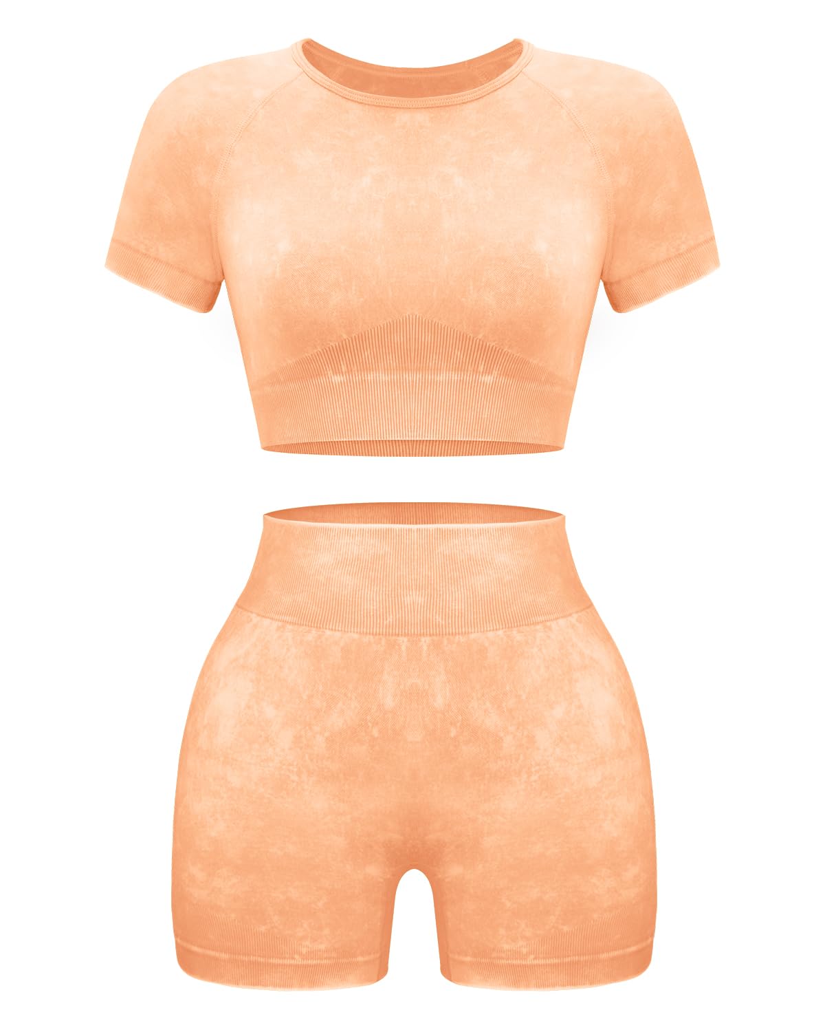 Women Workout Sets 2 Piece Seamless Gym Shorts Crop Top
