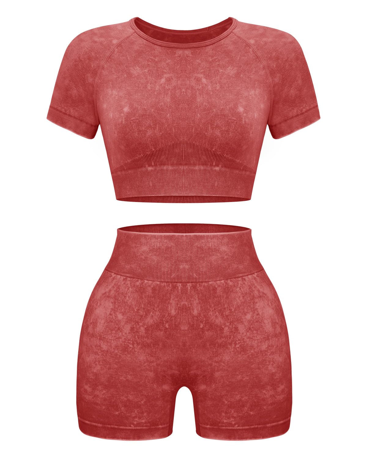 Women Workout Sets 2 Piece Seamless Gym Shorts Crop Top