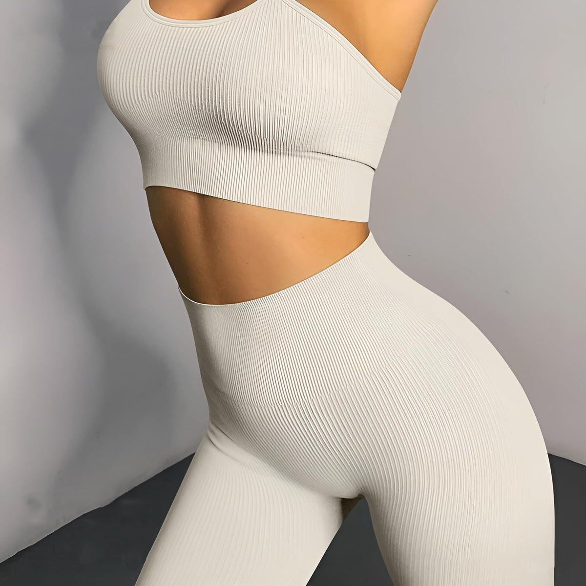 OIERD 4 PCS Ribbed Workout Sets For Women Gym Sets Woman Pilates Outfits