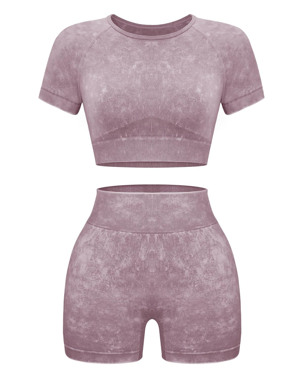 Women Workout Sets 2 Piece Seamless Gym Shorts Crop Top