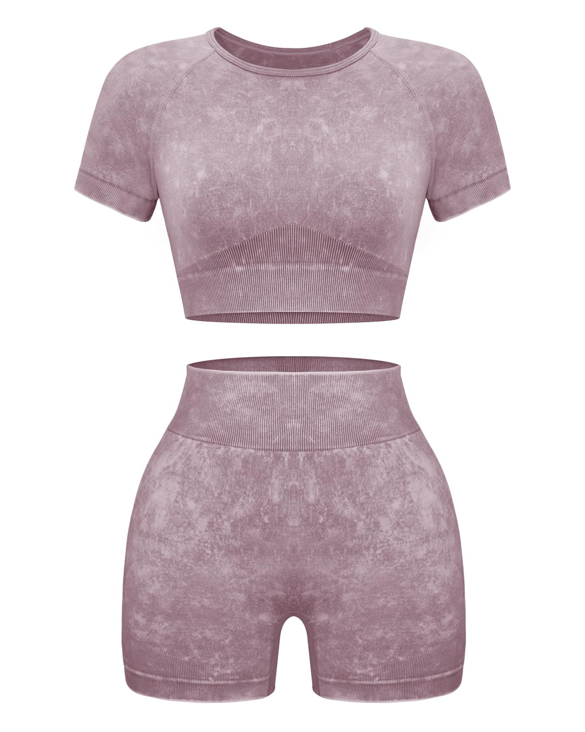 Women Workout Sets 2 Piece Seamless Gym Shorts Crop Top