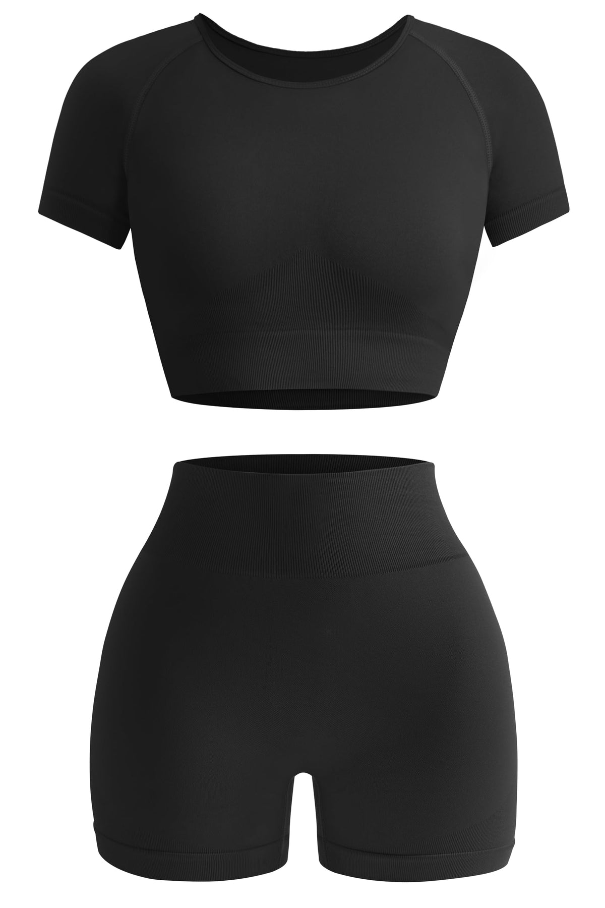 Women Workout Sets 2 Piece Seamless Gym Shorts Crop Top