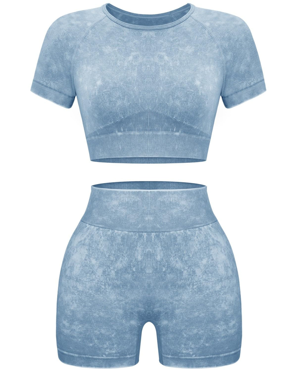Women Workout Sets 2 Piece Seamless Gym Shorts Crop Top