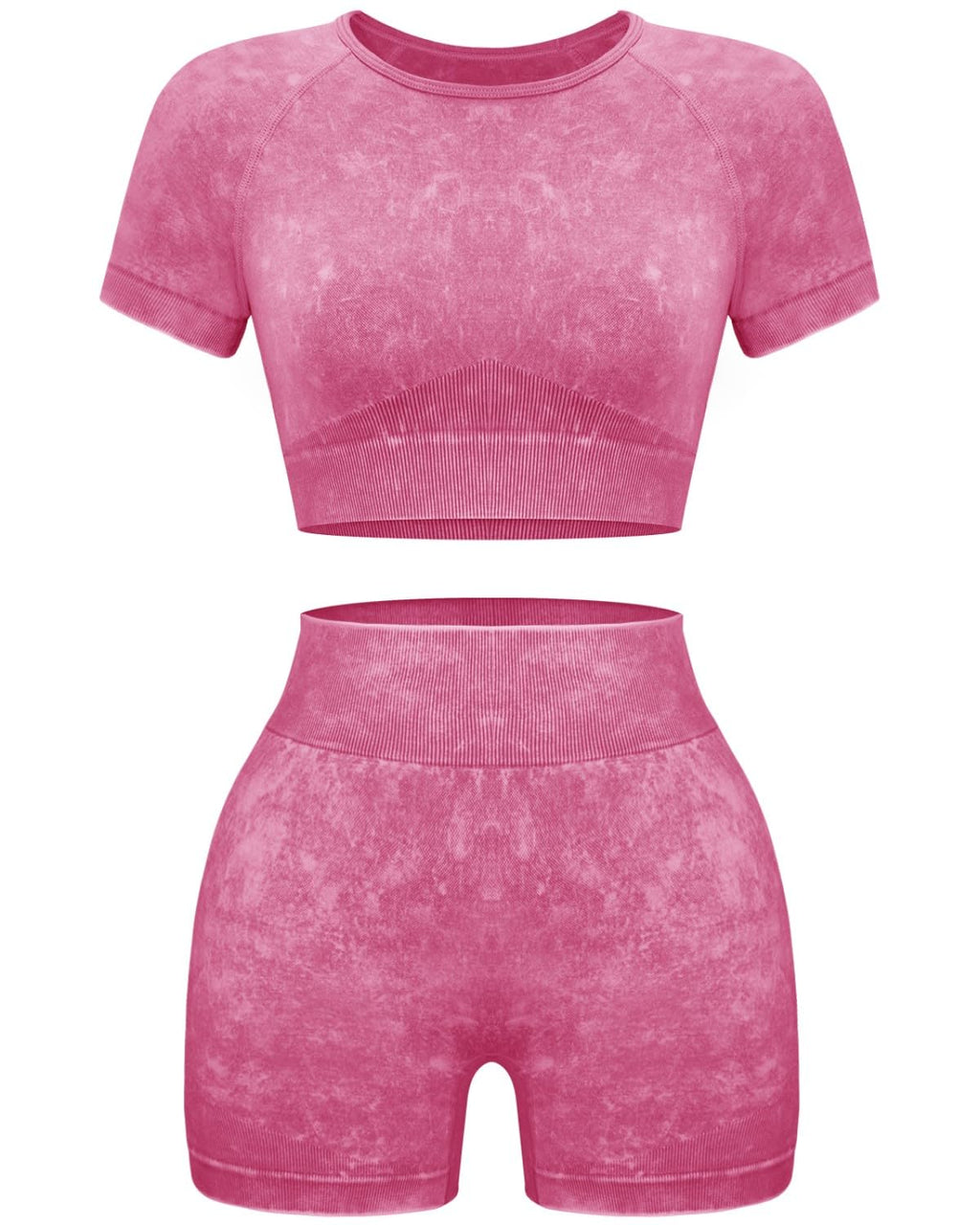 Women Workout Sets 2 Piece Seamless Gym Shorts Crop Top