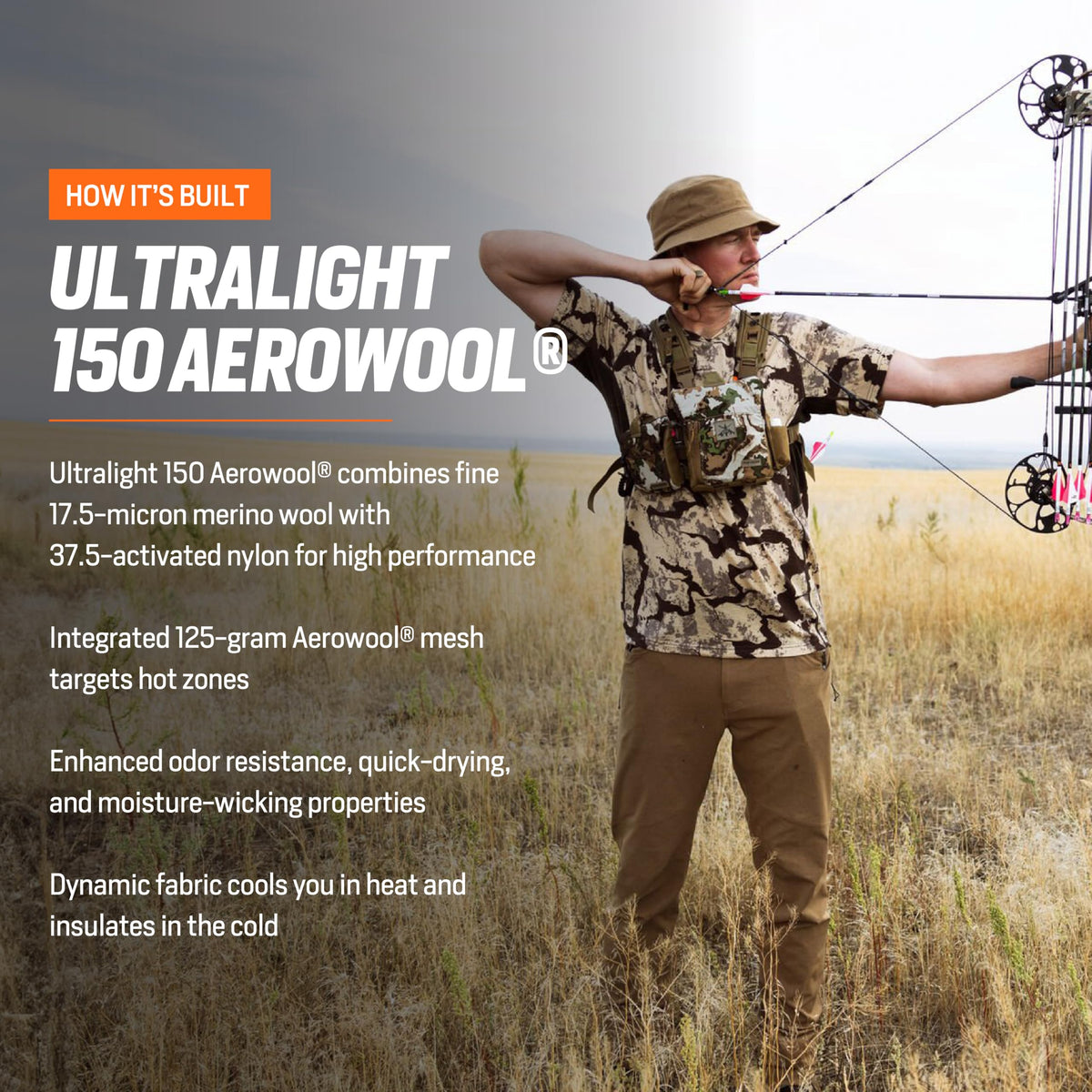 Men's Merino Wool Camo Hunting Shirt